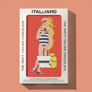 Tableta de chocolate orgánico negro con almendras caramelizadas